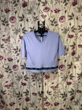Purificación García cropped top size S light blue stretch casual